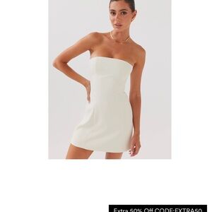 Peppermayo white Strapless Bodycon Dress for Weddings, graduation or summer
